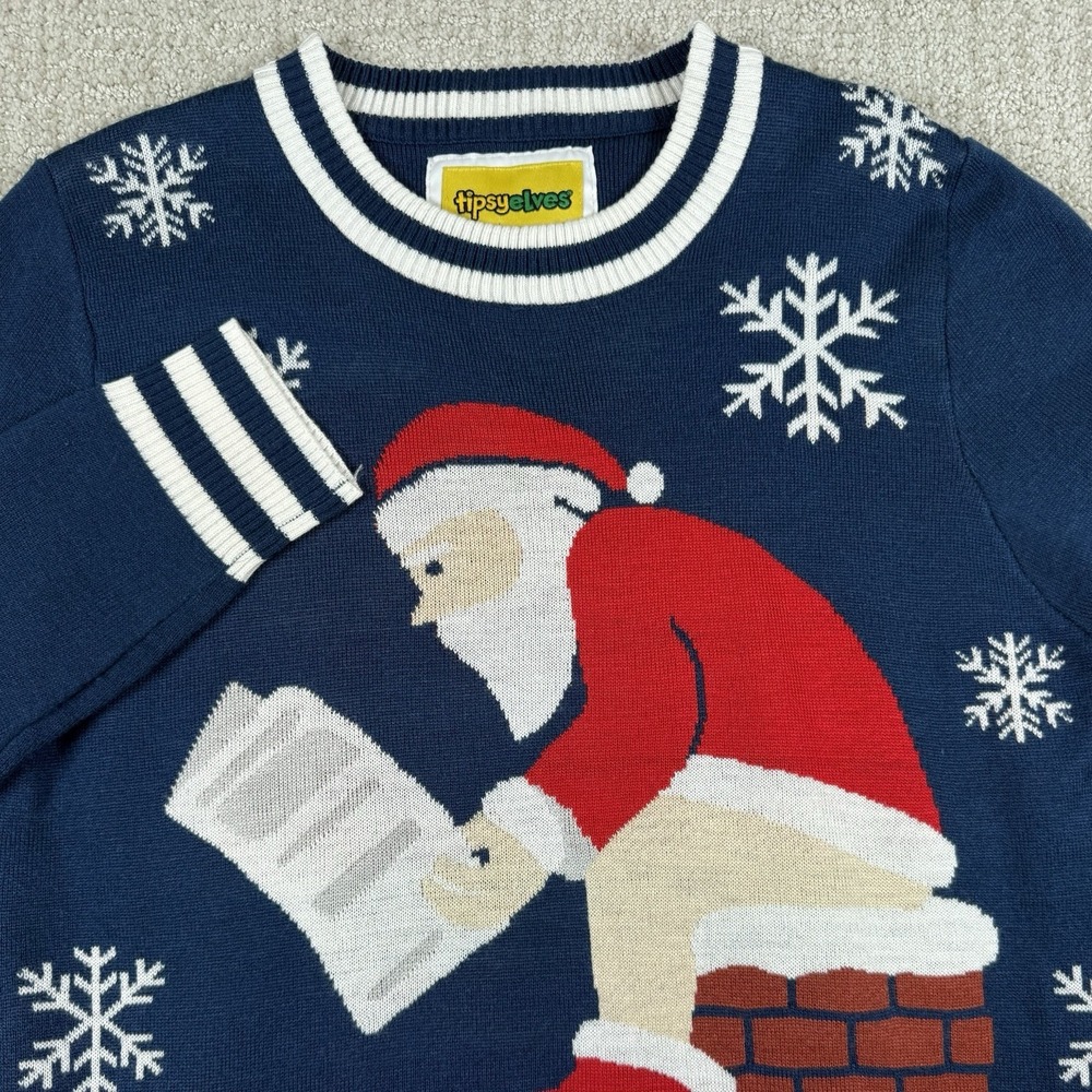Tipsy Elves Adult Small Santa Chimney Toilet Ugly Christmas Sweater